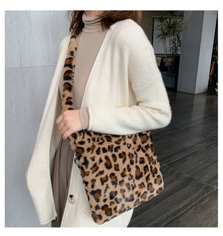 Fashion Leopard Print Crossbody Bag Women Plush Soft Casual Shoulder Messenger Bag 2020 Fluffy Female Handbag сумка женская