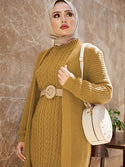 Women Dress New Season Autumn Winter 2 Piece Hijab Knitwear Suit Islamic Muslim Clothing Long Cardigan Model Made in Turkey