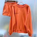 Solid Round Neck Pullovers Sweatshirts and Short Two Pieces Sets Women Spring Suits Clothing