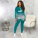 Two Piece Women  Base Set Tracksuit Casual Sports Gradient Print Top  Fall 2020 Printed Long Sleeve Sports Suit 5XL Big Size