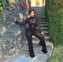 Womens Jumpsuits and Rompers Long Sleeve Sexy Transparent Lace Jumpsuit Club Outfit Black Jumpsuits Wholesale Dropshipping