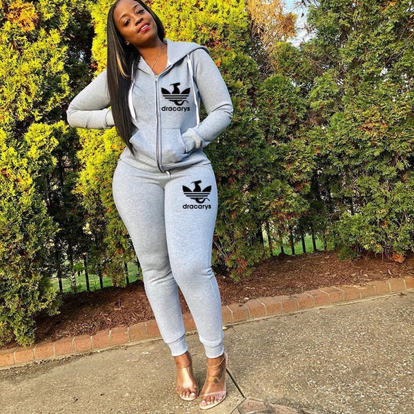 Two Piece Set Women Tracksuit Festival Clothing Fall Winter 2020 Zipper Top+pant Sweat Suits 2 Piece Outfits Matching Sets