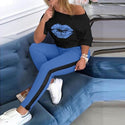 Two Piece Set Tracksuit Women Boat Anchor Print Plus Size 2 Piece Set crop top shorts Pants Femme Elastic Waist shorts for women